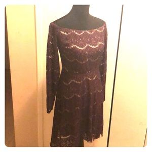 Gorgeous off the shoulder purple lace gown